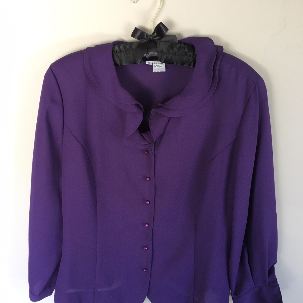 Purple Polyester button up blouse by New York Blouse Company